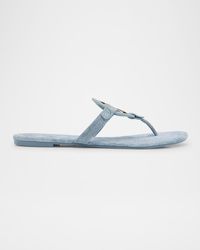 Tory Burch - Miller Denim Logo Thong Sandals - Lyst