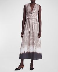 Altuzarra - Fiona Plunging Tie-Dye Gathered Sleeveless Midi Dress - Lyst