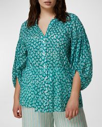 Marina Rinaldi - Plus Size Puzzle Printed Cotton Voile Shirt - Lyst