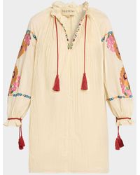 Valentino Garavani - Floral Embroidered Pintuck Blouse - Lyst