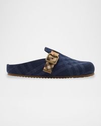 Burberry - Check Denim Urchin Clogs - Lyst