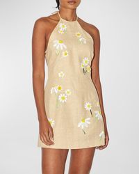 BERNADETTE - Delilah Embroidered Linen Mini Dress - Lyst