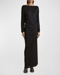 Khaite - Oron Long-Sleeve Asymmetric Gathered Maxi Dress - Lyst