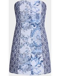Alice + Olivia - Strapless Seamed A-Line Mini Dress - Lyst