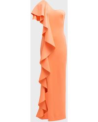 Black Halo - Percy One-Shoulder Ruffle Column Gown - Lyst