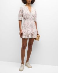 LoveShackFancy - Clovis Floral Cotton Tiered Lace Mini Dress - Lyst