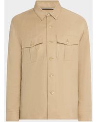 Canali - Linen And Silk Button-Front Overshirt - Lyst