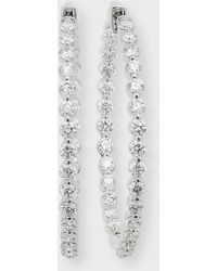 Neiman Marcus - 18k White Gold Diamond Hoop Earrings, 1.5"l - Lyst