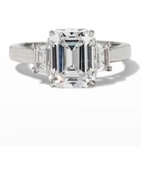 Fantasia by Deserio - Emerald-cut Center With Trapezoid Sides Ring, Clear - Lyst