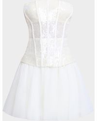 BCBGMAXAZRIA - Strapless Tulle & Sequin Lace Corset Mini Dress - Lyst