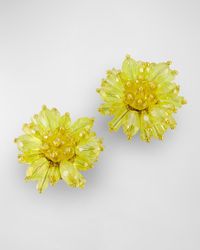 Oscar de la Renta - Beaded Flower Button Earrings - Lyst