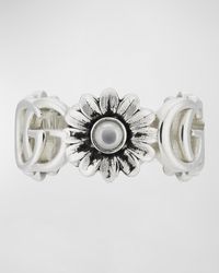 Gucci - GG Marmont 10mm Sterling Silver Pearl Flower Ring - Lyst