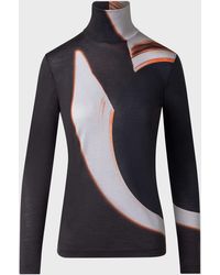Akris - Turtleneck Mocca Loop Print Cashmere-Silk T-Shirt - Lyst