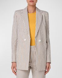 Akris Punto - Cotton Seersucker Striped Blazer Jacket - Lyst