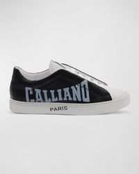 John Galliano - Typographic Logo Hidden-Lace Low-Top Sneakers - Lyst