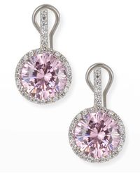 Fantasia by Deserio - 18 Tcw Round Cubic Zirconia & Halo Drop Earrings - Lyst