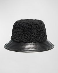 Jocelyn - Faux Sherpa & Leather Bucket Hat - Lyst