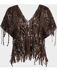 Brunello Cucinelli - Sequin Macrame Embroidered V-Neck Sweater - Lyst