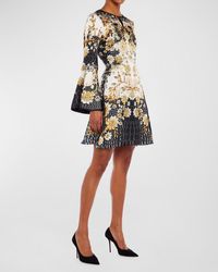 Mary Katrantzou - Beam Floral Animal-print Flare-sleeve Silk Mini Dress - Lyst