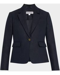 Argent - Single-Button Basketweave Linen Blazer - Lyst