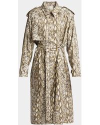 Isabel Marant - Freanne Snakeskin-Print Linen Belted Trench Coat - Lyst