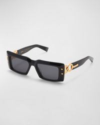Balmain - Imperial Acetate & Titanium Rectangle Sunglasses - Lyst