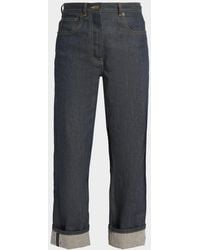 Thom Browne - Back-Strap Straight-Leg Cuffed Crop Jeans - Lyst