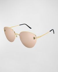 Cartier - Panthere Semi-rimless Metal Cat-eye Sunglasses - Lyst