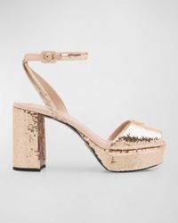 Prada - Sequin Ankle-Strap Platform Sandals - Lyst