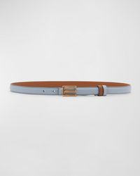 Etro - E-Monogram Reversible Leather & Brass Skinny Belt - Lyst