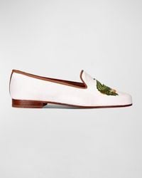 Stubbs And Wootton - Embroidered Alligator Raffia Loafers - Lyst