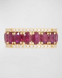Miseno - Procida 18k Rose Gold Ring With White Diamonds And Rubies - Lyst