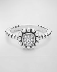 Lagos - Sterling Silver Caviar Spark Ring With Diamonds - Lyst