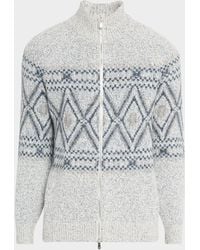 Brunello Cucinelli - Fair Isle Alpaca-Blend Zip Cardigan - Lyst