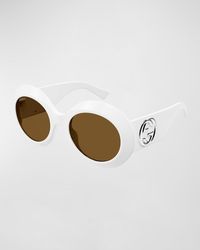 Gucci - Beveled Acetate Round Sunglasses - Lyst