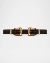 Veronica Beard - Arch Double-Buckle Suede Waist Belt - Lyst