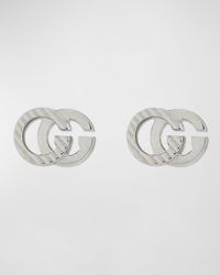 Gucci - GG Running 18k White Gold Stud Earrings - Lyst