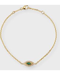 Anita Ko - 18k Yellow Gold Emerald Evil Eye Bracelet With Diamonds - Lyst