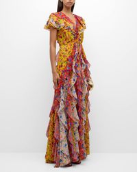 Carolina Herrera - Floral Print Ruffled Gown - Lyst