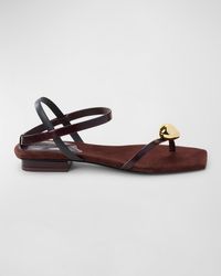 Cult Gaia - Illene Leather Jewel Flat Thong Sandals - Lyst