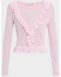LoveShackFancy - Nilah Ruffle-Trim Cardigan - Lyst