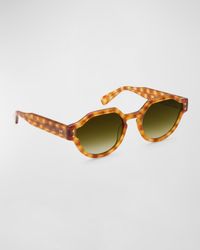Krewe - Astor Beveled Acetate Round Sunglasses - Lyst