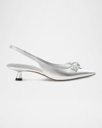 Stuart Weitzman - Rosie Metallic Leather Kitten-Heel Slingback Pumps - Lyst