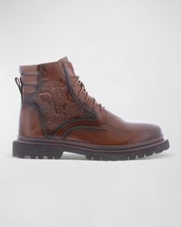Robert Graham - Geneva Embossed Leather Lace-up Boots - Lyst