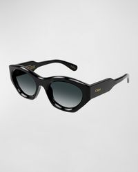 Chloé - Logo Acetate Cat-eye Sunglasses - Lyst
