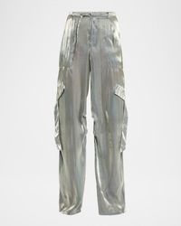 LAPOINTE - Metallic Organza Belted Straight-Leg Cargo Pants - Lyst
