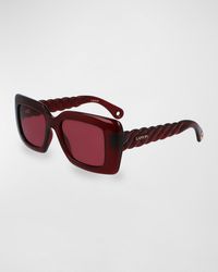 Lanvin - Babe Twisted Rectangle Plastic Sunglasses - Lyst