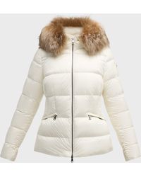 Moncler - Boed Short Puffer Jacket With Shearling Hood Trim - Lyst