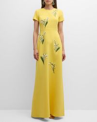Carolina Herrera - Embroidered Maxi Dress - Lyst