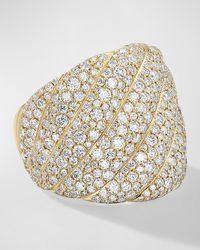 David Yurman - 20Mm Sculpted Cable Ring With Diamonds - Lyst